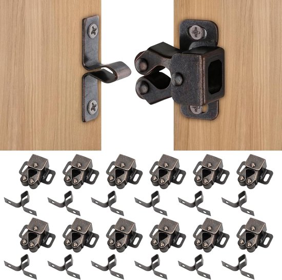 12er-packung Doppelkugel-schranktürriegel, Verzinkte Türschnallen, Inklusive Schrauben, Kupferfarben