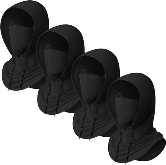 Vierteiliges Set Kühlender Gesichtsmasken Für Den Sommer – Uv-schutz – Atmungsaktiv – Vollständige Kopfbedeckung – Unisex – Schwarz