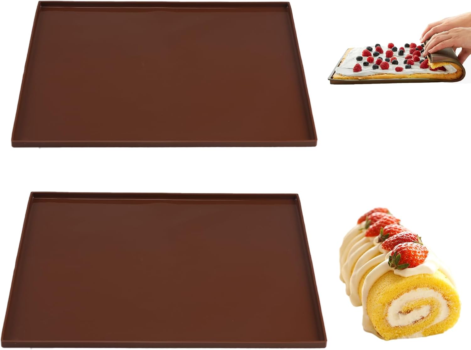 2er-pack Antihaft-silikon-backbleche, Überlaufschutz-ofenmatten Für Kekse Und Pizza (26 X 31 Cm)
