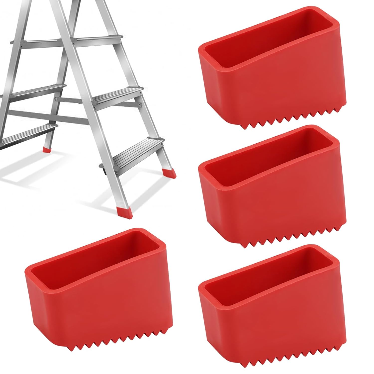 Vier Rote 50x20mm Gummifüße Für Leitern – Universelle Antirutschmatten – Sicher Und Stabil – Geeignet Für A-rahmen-leitern