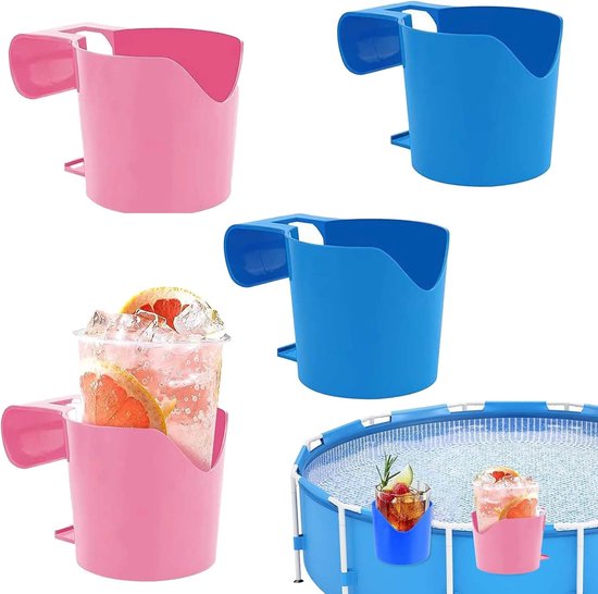 4er-pack Poolbecherhalter, Kunststoff-getränkehalter 13,5 X 8,8 Cm Für Zylinder Bis 5 Cm Durchmesser, Blau Und Rosa