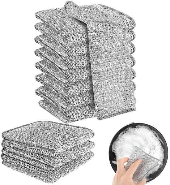 10er-pack Multifunktionale, Kratzfeste Und Weiche Mikrofaser-geschirrtücher Für Die Nass- Und Trockenreinigung. Wiederverwendbare Netz-geschirrtücher Für Die Küche.