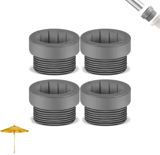 4-teiliger Grauer Pool-sonnenschirmstangenstabilisator & Gewindeadapter Mit Konischem Keil, 1-3/4-zoll-terrassen-/balkon-einsatz