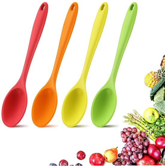 4-teiliges Set Aus 20 Cm Langen, Farbenfrohen, Hitzebeständigen Antihaft-silikon-koch- Und Servierlöffeln