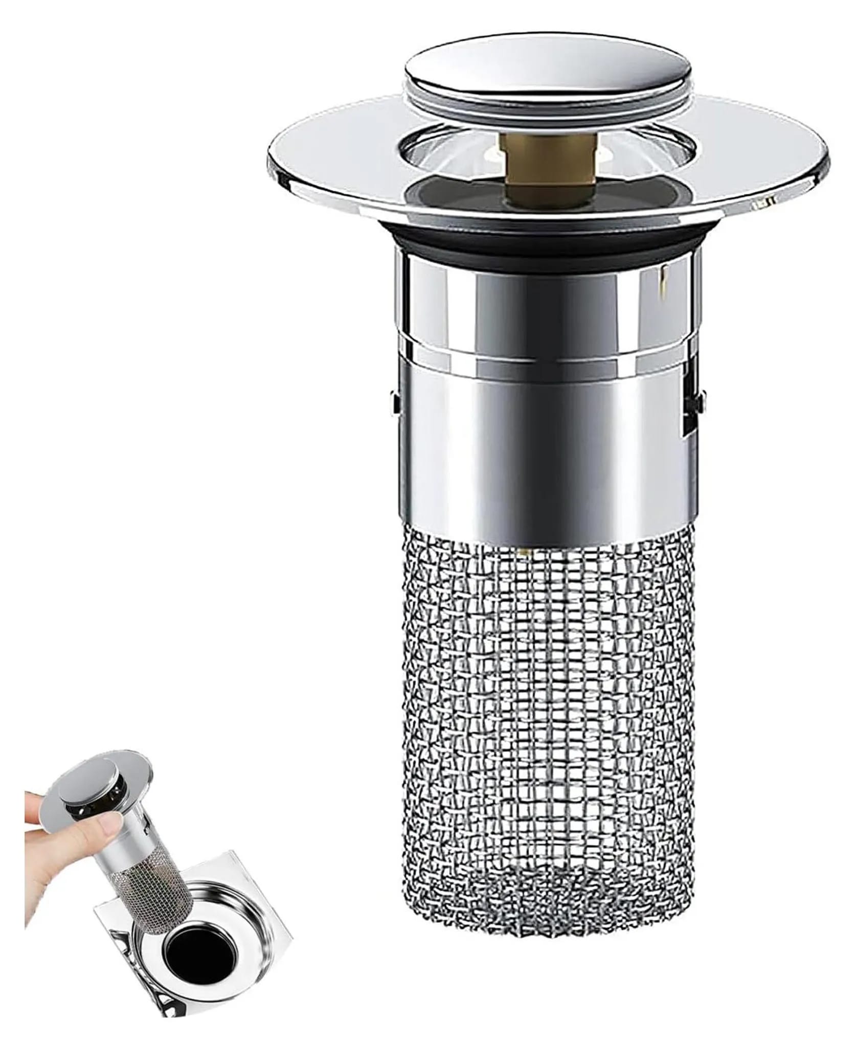 Abflusssieb Aus Edelstahl, Spülbeckenstöpsel-einsatz Für Badezimmer Und Küchen (silber)
