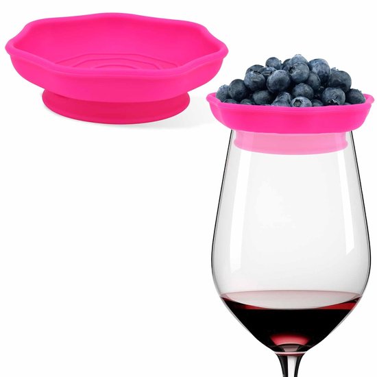 Weinglas-fleischplatten-untersetzer, Silikon-weinuntersetzer, Weinglas-fleischplattenhalter, Weinglas-vorspeisenteller, Für Restaurants, Partys (rosarot)