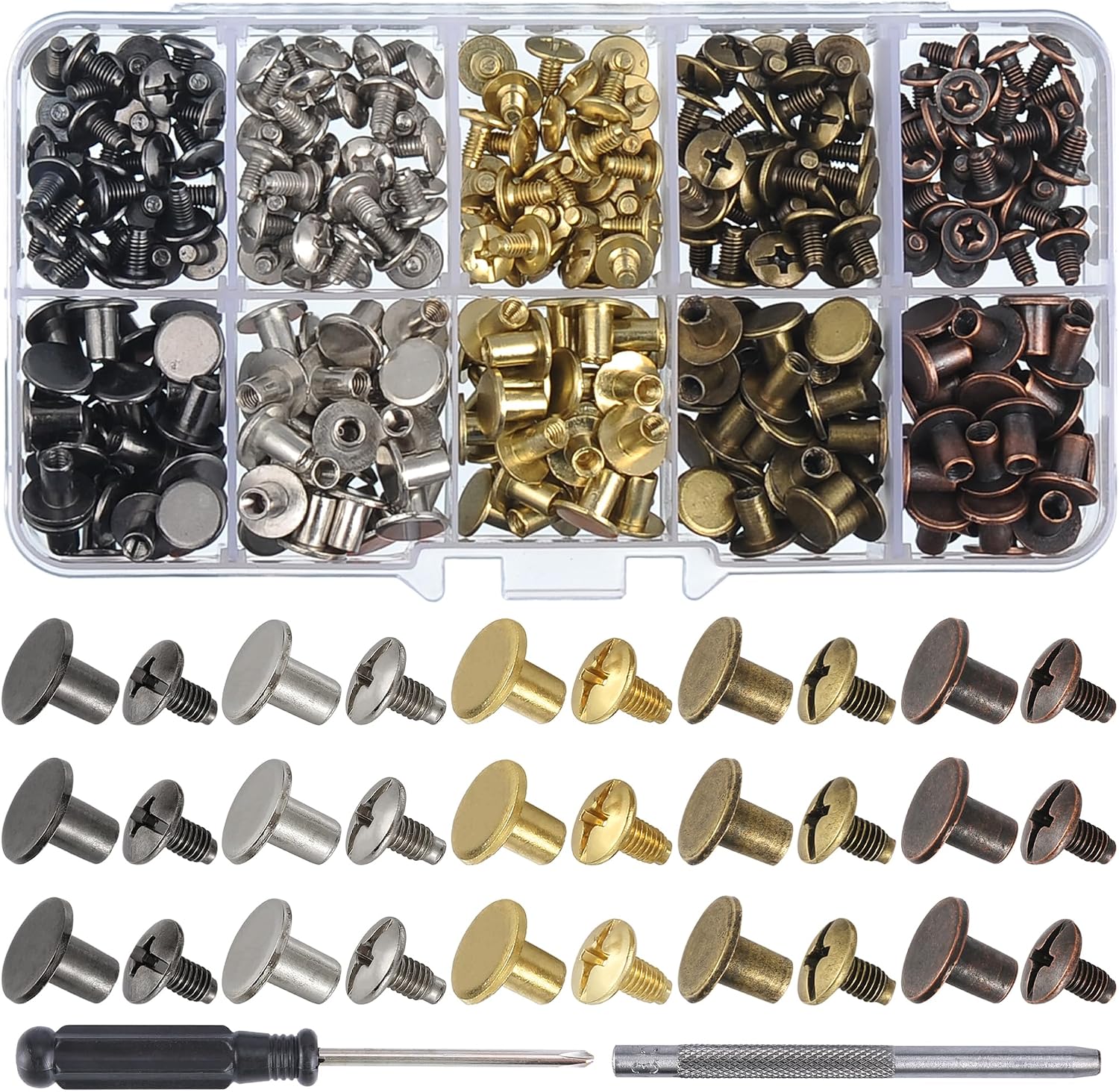 150 Sets 8-mm-lederschrauben – Metallverschlüsse In Verschiedenen Farben – Geeignet Für Gürtel, Taschen, Schuhe, Halsbänder Und Lederarbeiten