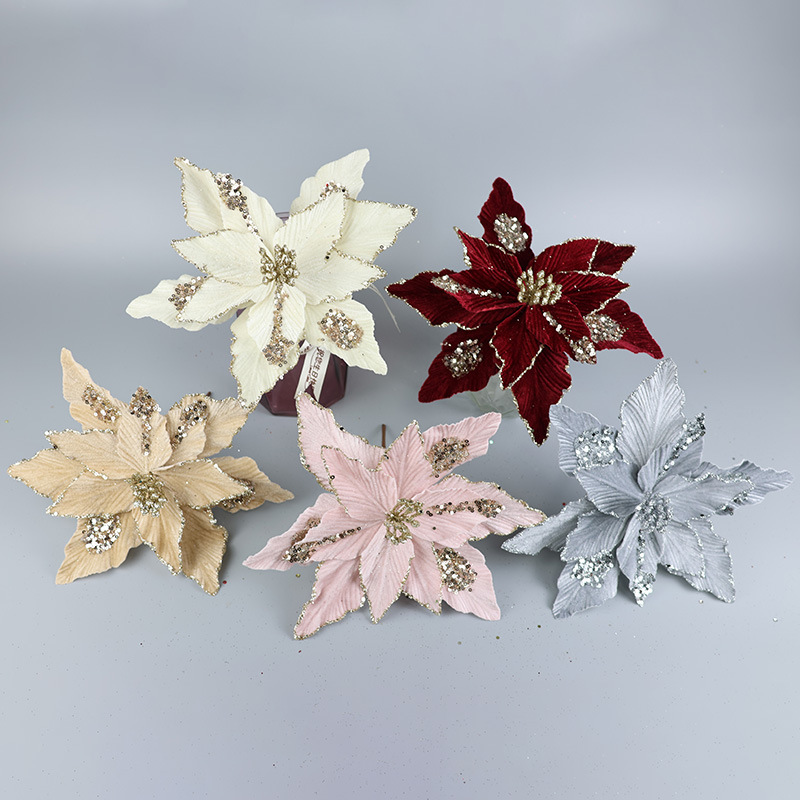 Glitzernde Rote Künstliche Weihnachtsblumen Für Christbaumkränze, Dekorationen, Silvester, Hochzeiten, Partys Und Feiertage
