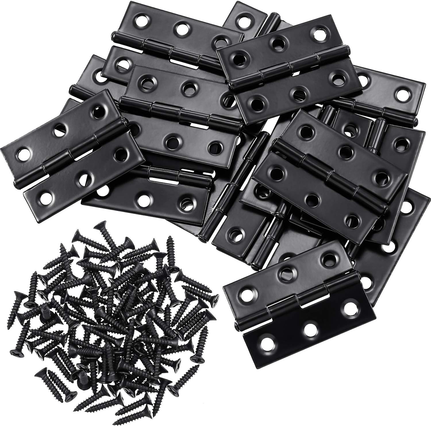 16-teiliges Set Klappbarer Edelstahl-scharniere Für Wohnmöbel, Möbel, Klavier- Und Schranktüren Inklusive Schrauben (1,75 Zoll, Schwarz)