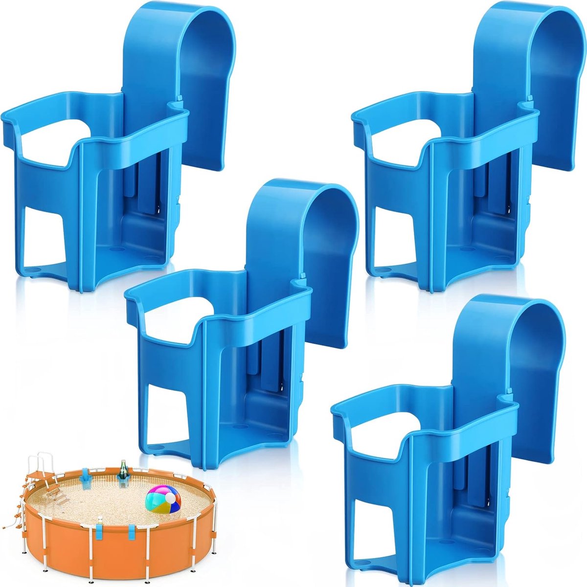 Teile - Pool-getränkehalter - Pool-becherhalter - Tragbarer Flaschenhalter - Becherhalter - Hält Bier Kalt, Ohne Zu Verschütten - Blau - 9,2 X 9,2 X 6 Cm - Geeignet Für