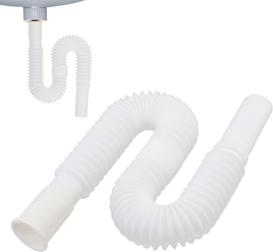 Ausziehbarer, Flexibler S-förmiger Abflussschlauch Für Waschbecken (32 Mm Innendurchmesser, 40-80 Cm, Weiß)