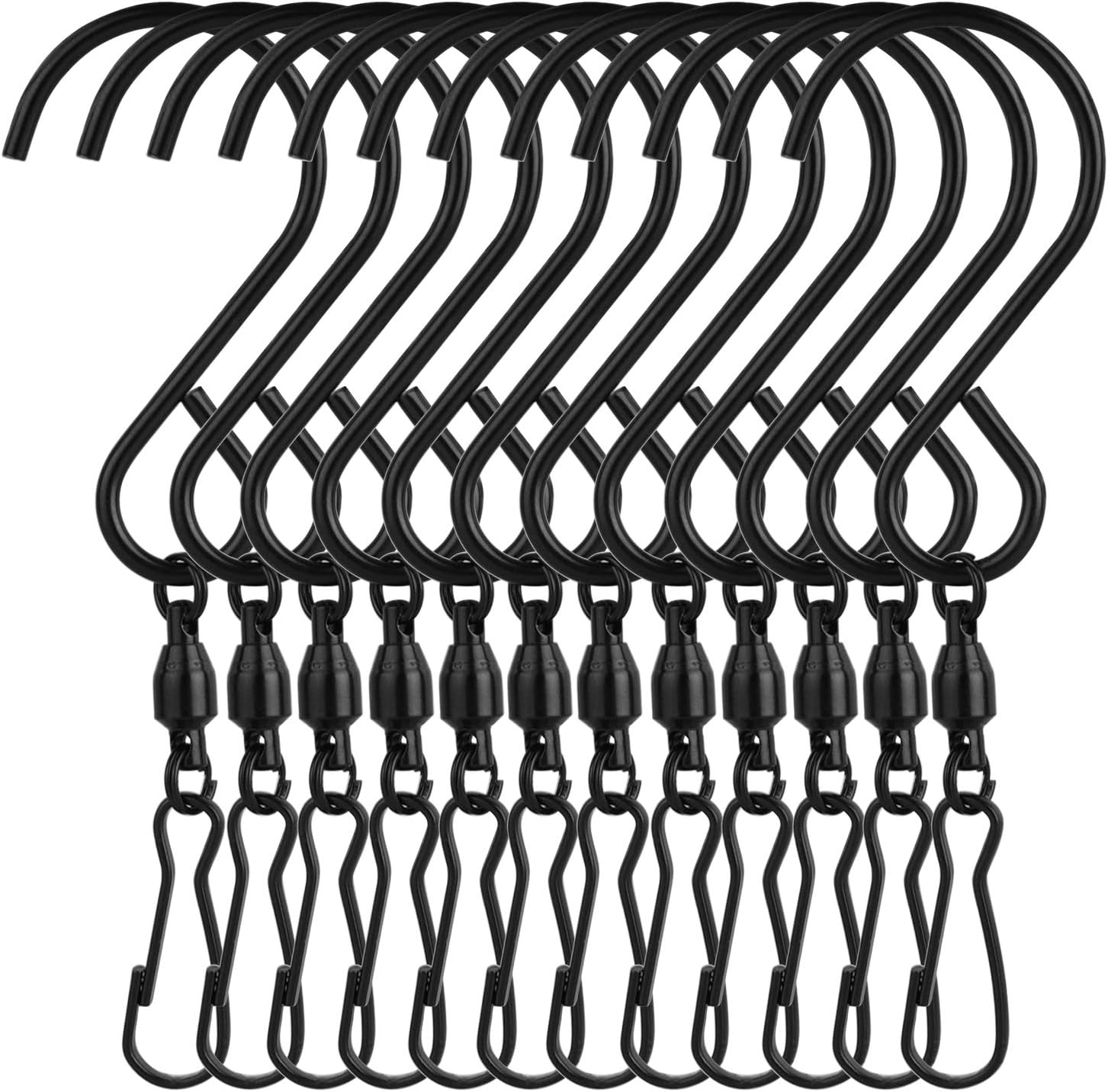 12er-pack Drehbare Hakenclips, Windmühlen-hakenclips In S-form, Hängende Windspiele, Kristallwirbel, Partyzubehör (schwarz)