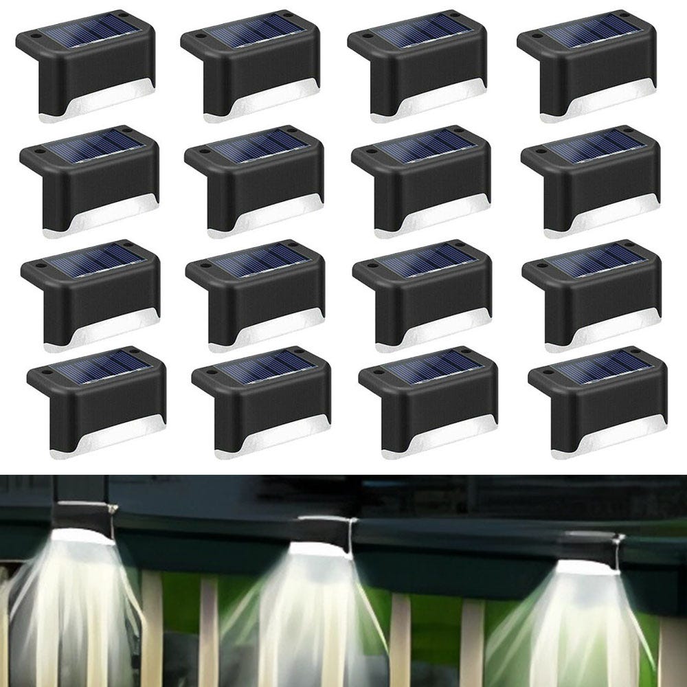 16-teiliges Solar-led-brückenleuchten-set, Weißes Licht, Geeignet Für Gärten, Terrassen, Geländer, Treppen, Wege, Wasserdichte Stufenbeleuchtung