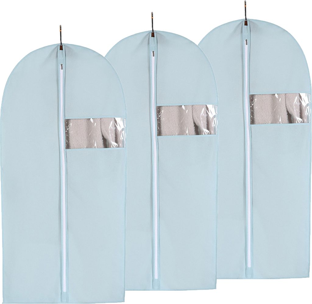 Dreiteiliges Aufbewahrungstaschen-set Mit Reißverschluss Zur Aufbewahrung Von Jacken, Mänteln, Kleidern, Abendkleidern Und Anzügen Farbe: Blau Maße: 60 X 100 Cm