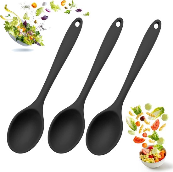 Schwarzes 3-teiliges Hitzebeständiges Silikon-küchenlöffel-set