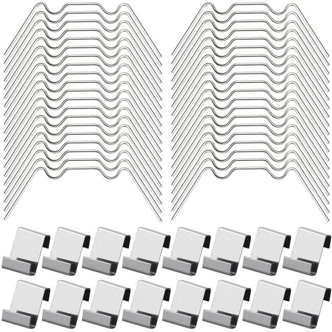 100 Gewächshausglasklemmen, Darunter 50 W-förmige Edelstahlklemmen Und 50 Z-förmige Gewächshausglasklemmen.