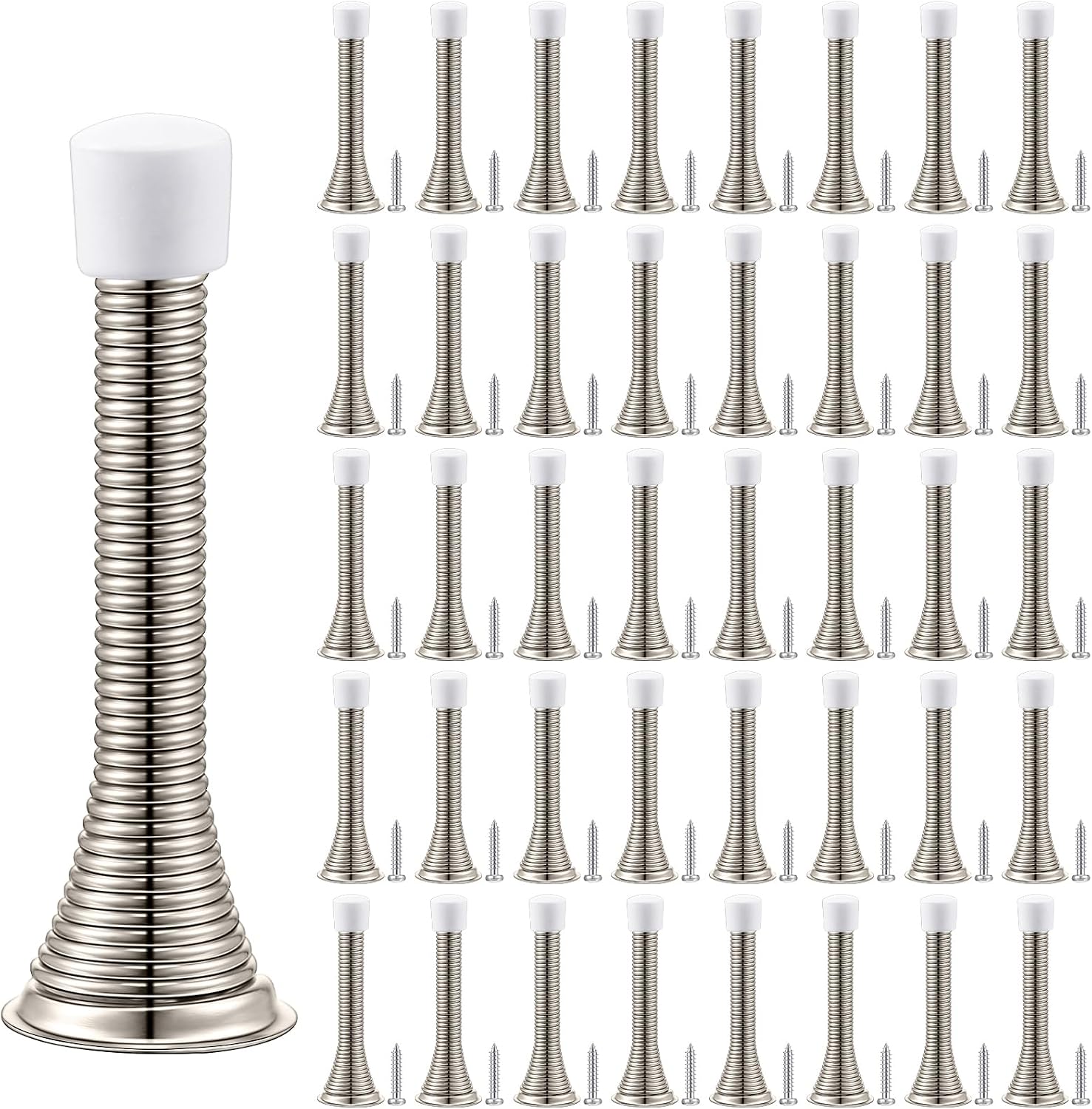 60er-pack Türstopper Mit Federmechanismus, Rostfreien Schrauben Und Gummipuffern, 7,6 Cm Lange, Flexible Und Robuste Türstopper Für Die Unterseite Von Türen.