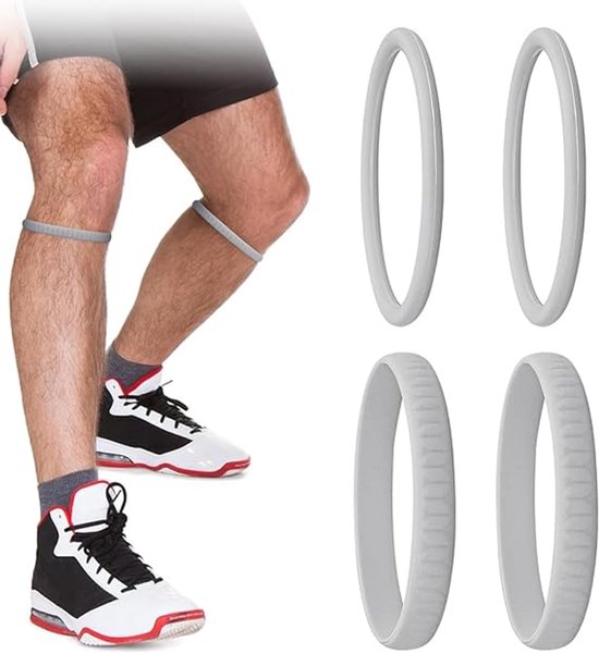 4-teiliges Silikon-kniebandagen-set, Patellarsehnenstütze Mit Fixierring.