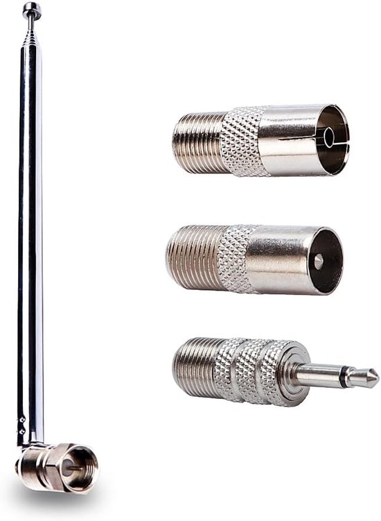 7-teilige Teleskopantenne Für Dab-radios, Fm-antenne Für Den Innenbereich (75 Ohm), F-stecker Mit 3 Adaptern, Für Tischradios Und Hifi-anlagen