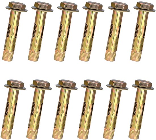 Sortimentsbox - Schrauben - 12-teiliges Sechskant-bodendübel M8×60mm, Verzinkte Hobelkopf-querschrauben Für Treppen