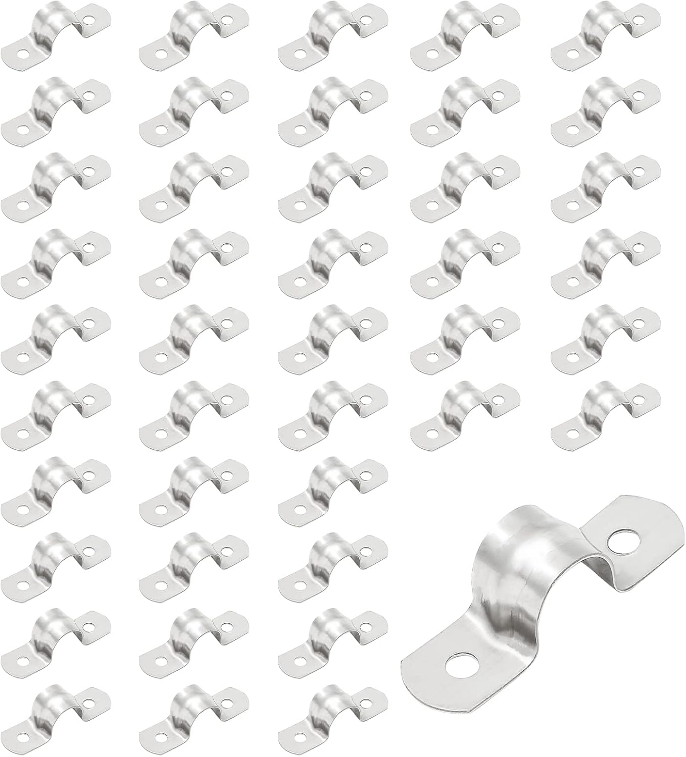 50-teiliges Set Starrer Schlauchschellen, 2-loch M12 Edelstahl-kabel-u-förmige Stützklemmen, Geeignet Für Flexible Schläuche Mit Einem Außendurchmesser Von 1/2 Zoll.