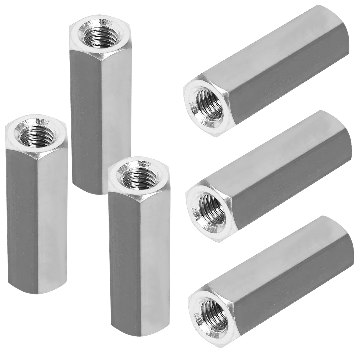 6-teiliges Set Aus 40 Mm Langen Sechskant-kupplungsmuttern M8 X 1,25 Steigung, 13 Mm Breiten Edelstahl-verbindungsmuttern, Stangenkupplungsmuttern Und Sechskantmuttern.
