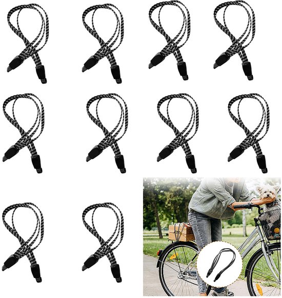 10-teiliges Set Elastischer Gummischnüre, Elastisch, Zur Gepäcksicherung Auf Fahrrädern, Motorrädern, Anhängern Und Wagen – Schwarz