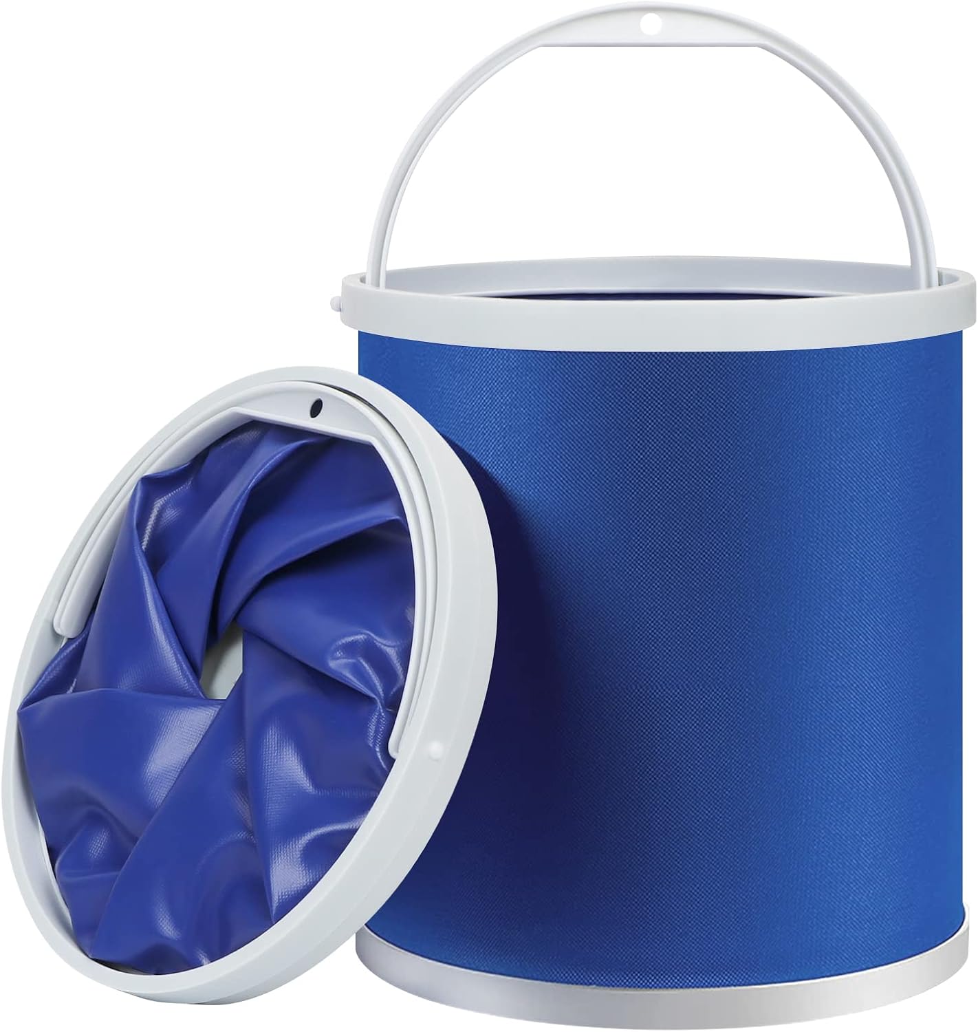 Faltbarer Camping-angeleimer – 11 Liter. Robuster, Faltbarer Wasserbehälter Für Autowäsche, Bootsfahrten Oder Andere Outdoor-aktivitäten – Faltbar, Blau.