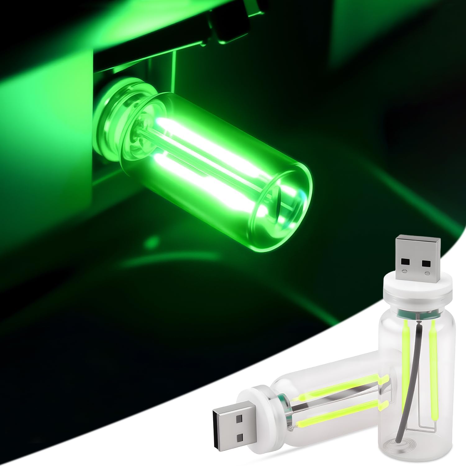2er-pack Usb-lampen – Auto – Dimmbare Retro-autolampe Mit Touch-funktion – Led-ambientebeleuchtung Für Innenräume – Tragbare Mini-led-glasflaschenlampe – Fahrzeuge – Schlafzimmer – 2 Stück