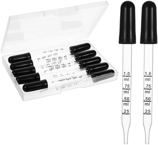 10-teiliges Set Mit 1-ml-glaspipetten Mit Silikonkautschukspitzen Und Graduierungen