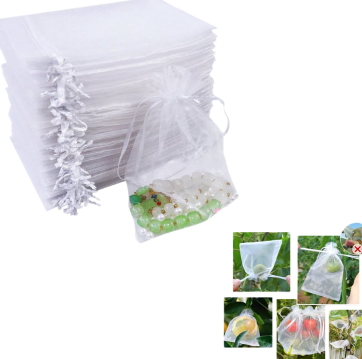 100 Stück – Beutel Mit Kordelzug – Geschenktüte – Tüllbeutel – Schmuckbeutel – Geeignet Für Gastgeschenke Bei Hochzeiten, Weihnachten, Geburtstagen Und Partys – Weiß – 10
