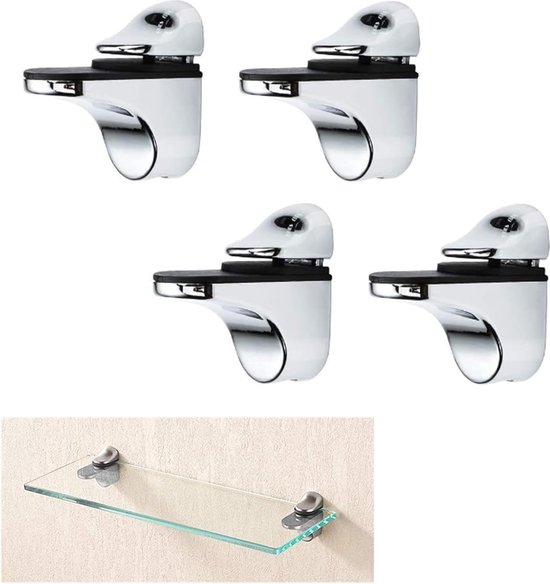 4-teiliges Verstellbares Set Aus Transparenten Zinklegierungs-regalhalterungen In Fischmaulform Für Glas Und Holz