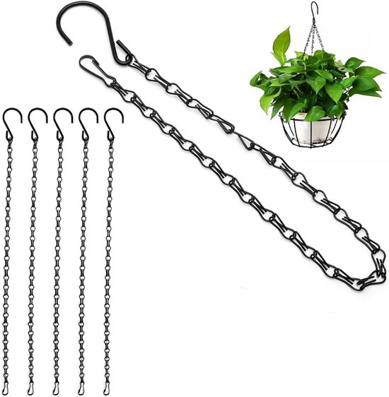 50 Cm Hängepflanzekette Mit Haken – 6er-pack – Schwarz