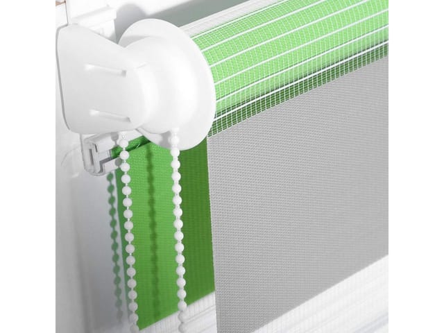 Doppelrollo Weiss+Grün+Grau 45x150cm - Woltu