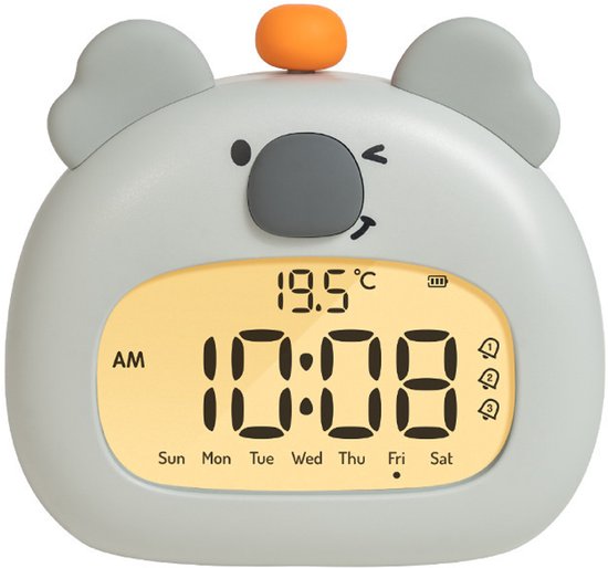 Koala 3-in-1 Kinder-digitalwecker & Dimmbares Nachtlicht, Kabelloser Usb-c-schlaftrainer Für Jungen & Mädchen