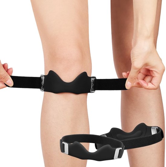 Kniebandage, Verstellbare Silikon-kniebänder, Für Basketball, Fitness, Sport, Laufen (schwarz)