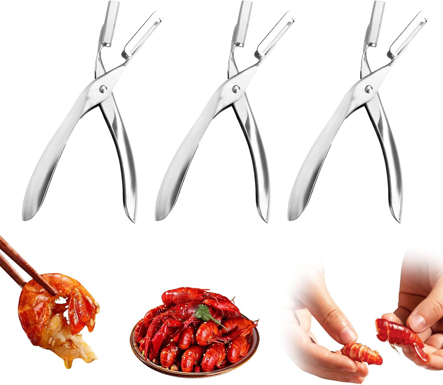 3-teiliges Krebsschäler-set, Robuster Krebsschäler Aus Edelstahl, Krebsauslöser, Meeresfrüchtewerkzeug Zum Schälen Gekochter Krebsschwänze