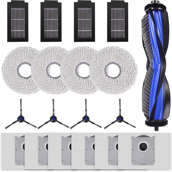 Zubehör Für Den Staubsauger, Kompatibel Mit Ecovacs T50 Pro, 1 Hauptbürste, 4 Wischpads, 4 Seitenbürsten, 4 Hepa-filter, 6 Staubbeutel, Leicht Zu Reinigen Und Auszutauschen