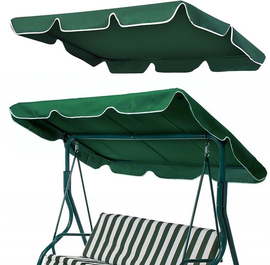 Schaukelbank-sonnenschutzdach 195 X 125 X 15 Cm, 210d Oxford-gewebe, Universeller Sonnenschutz, Geeignet Für Drei Schaukeln, Wetterfest, Dunkelgrün.