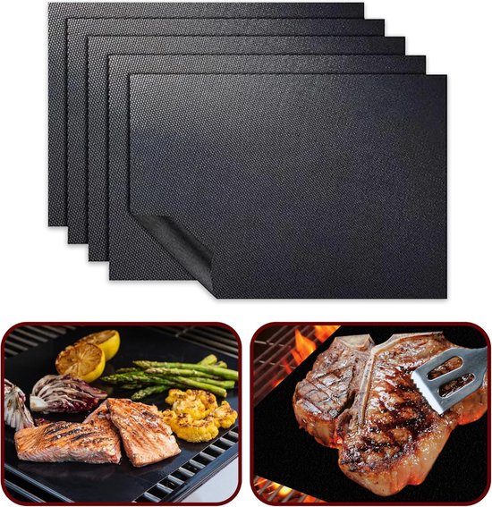 Antihaft-grillpfannen-set (6-teilig) – 40 X 33 Cm – Hitzebeständig Bis 260 °c – Für Grill, Backofen Und Herdplatte – Leicht Zu Reinigen – Schwarz
