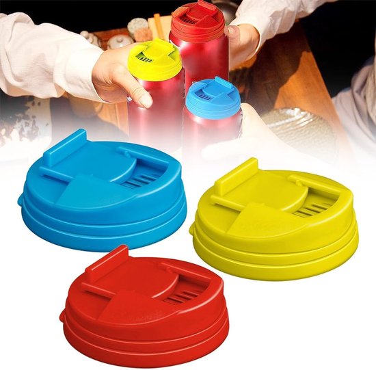 3er-packung Aluminium-getränkedosenverschlüsse – Blau/rot/gelb