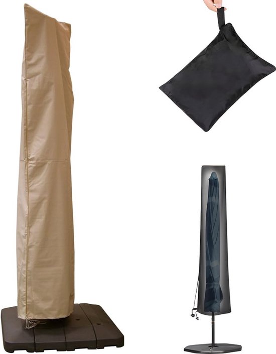 Sonnenschirmhülle, 190 × 50 × 30 Cm, Für Standschirme, Robust Und Langlebig, Wasserdichte Schutzhülle (600d), Mit Reißverschluss, Kordelzug Und Aufbewahrungsbeutel, Khaki