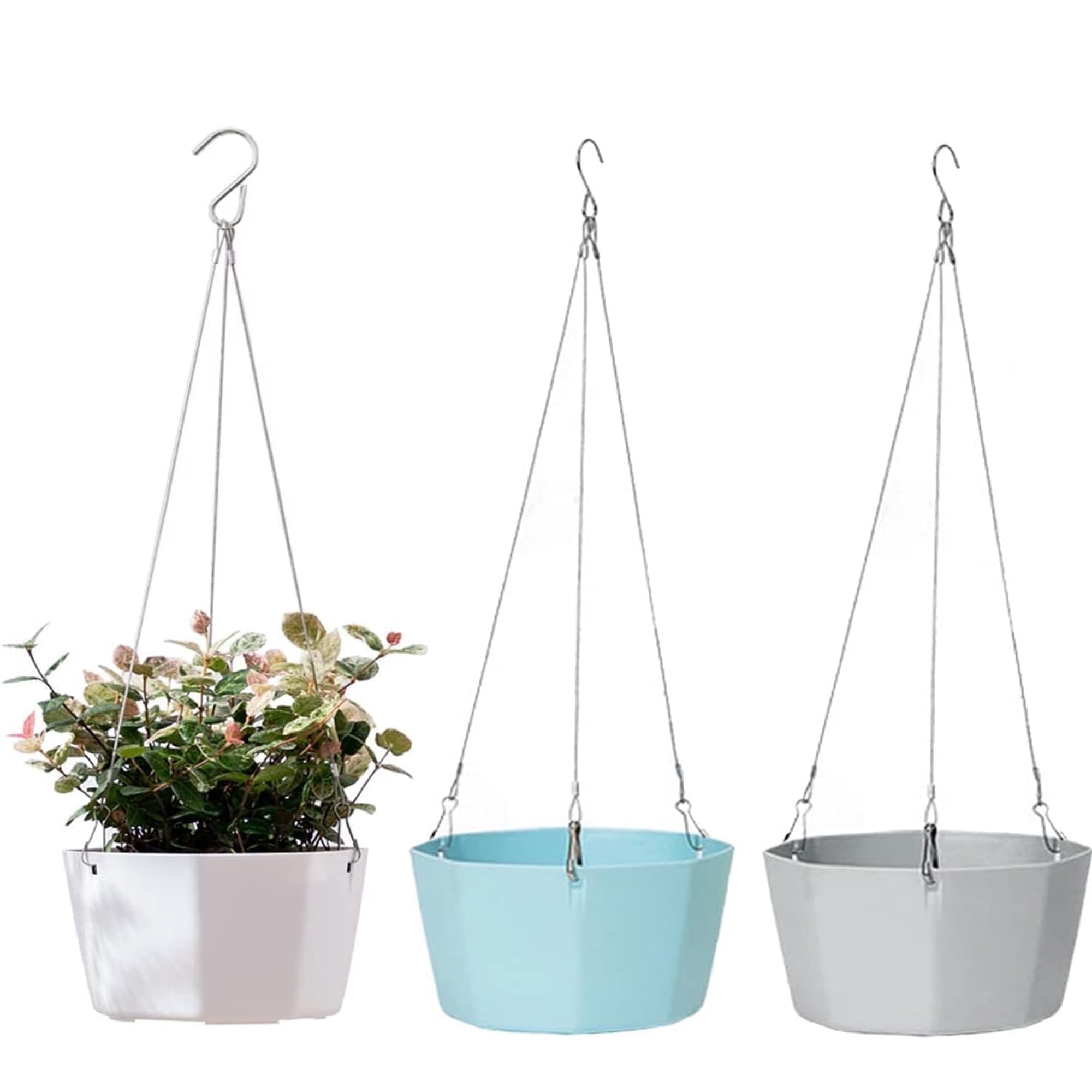 3er-pack 15 Cm Große Hängeblumentöpfe Für Den Außenbereich Mit Kette