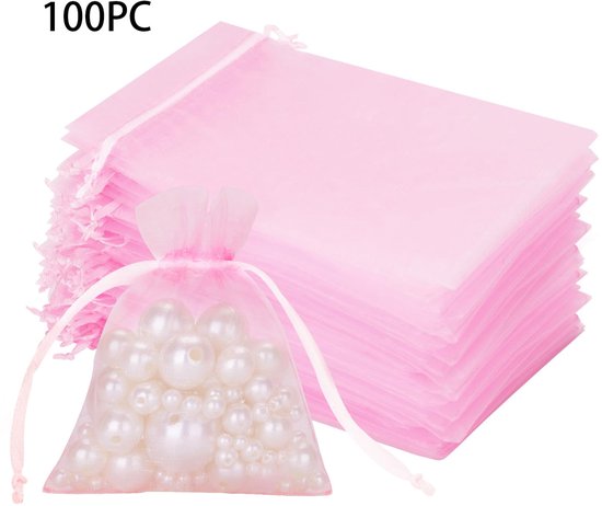 100 Organza-geschenknetze (15 X 10 Cm), Transparenter Kordelzug, Ideal Für Hochzeiten, Partys, Schmuck, Weihnachten Und Kosmetik – Lila