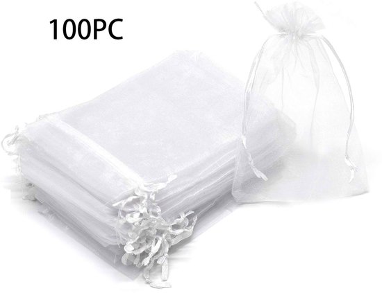 100 Geschenknetze, 15 X 10 Cm, Transparente Netze Mit Kordelzug, Für Hochzeiten, Schmuck, Weihnachten, Partys, Seife, Kosmetik – Weiß