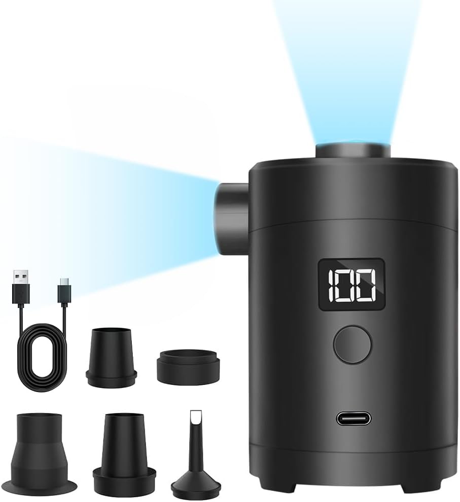 Kabellose Elektrische Luftpumpe, Tragbar, 6000 Mah, 150 Psi Elektrischer Reifenkompressor Mit 6000 Mah, Automatischer Abschaltung Und Led-taschenlampe