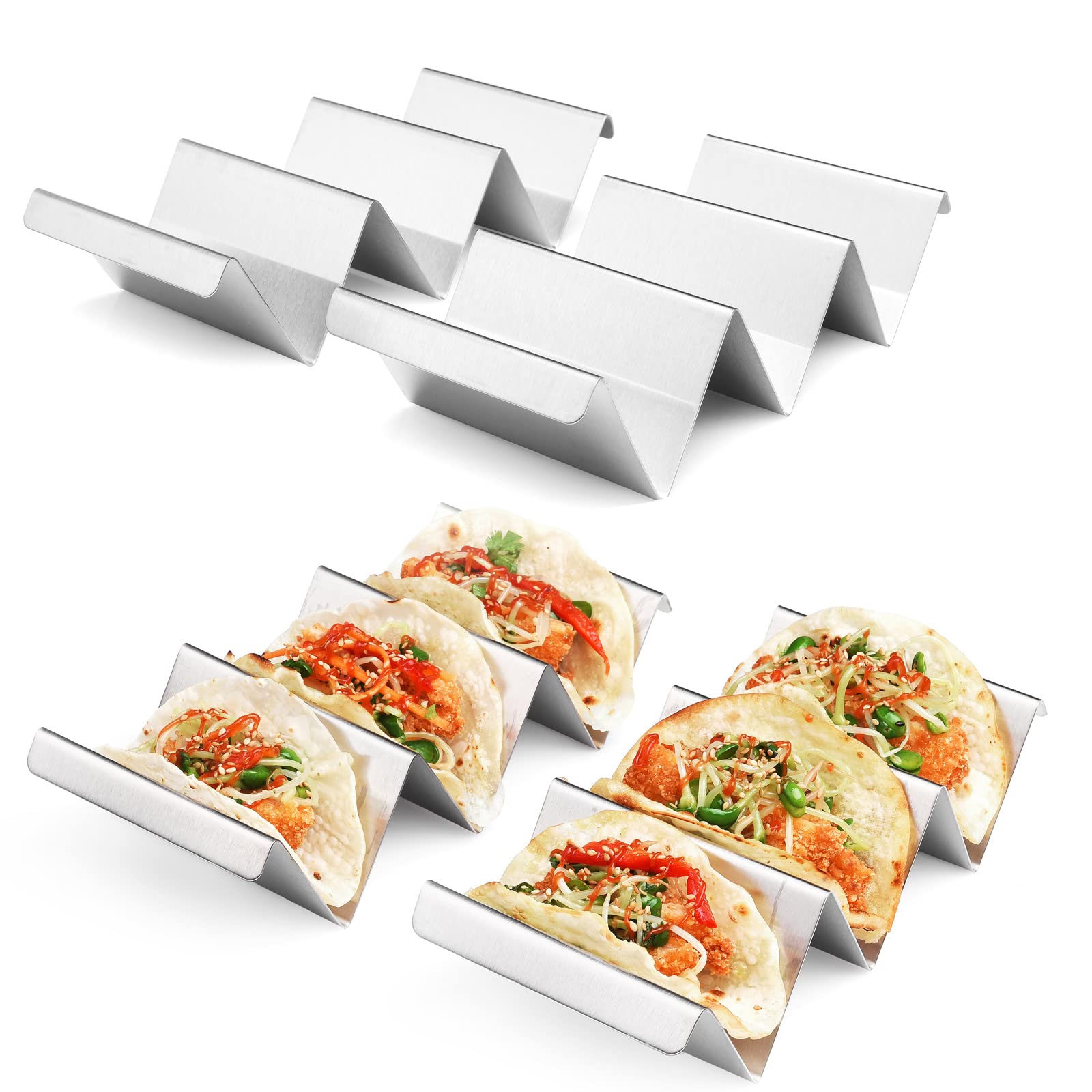 Taco-ständer, 2er-pack – Taco-ständer Aus Edelstahl In Tablettform, Ofenfest, Backgeeignet, Spülmaschinenfest Und Grillgeeignet