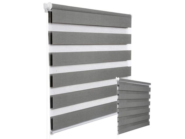 Doppelrollo Klemmfix ohne Bohren für Fenster in Holzlook Grau 55x150cm - Woltu