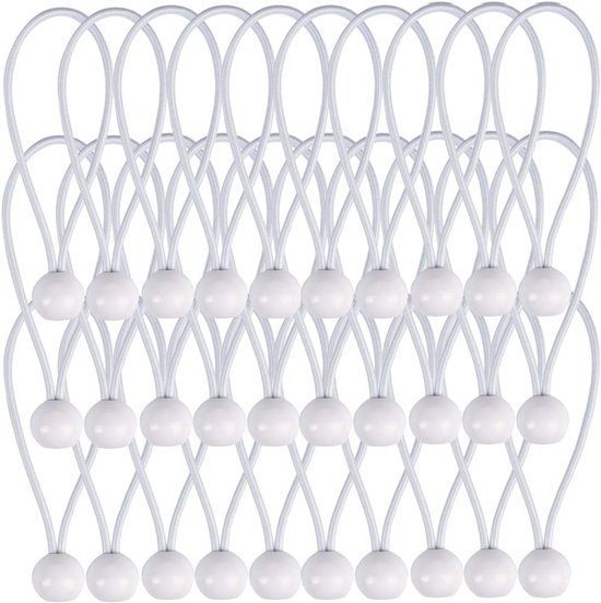 30 Elastische Kugeln – Weiße Kugeln – Hochfest, 23 Cm Durchmesser – 4 Mm Dick – Wetterfest – Ideal Für Camping, Zelte Und Gepäck