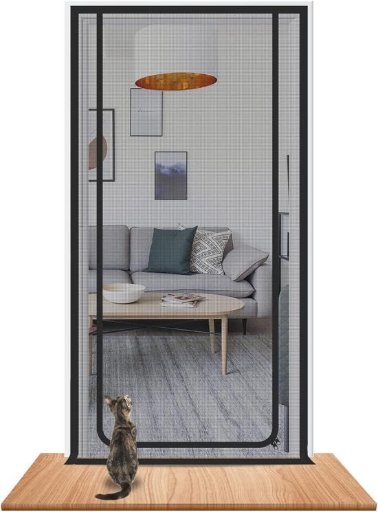 Katzenklappe, Verstärkte Katzenklappe, 80 X 210 Cm, Insektenabweisend, Mit Reißverschluss, Katzensicherer Vorhang, Für Kleine Hunde, Schwarz